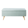 Green Linen and Rubberwood 2-Seater Day Bed with Storage
